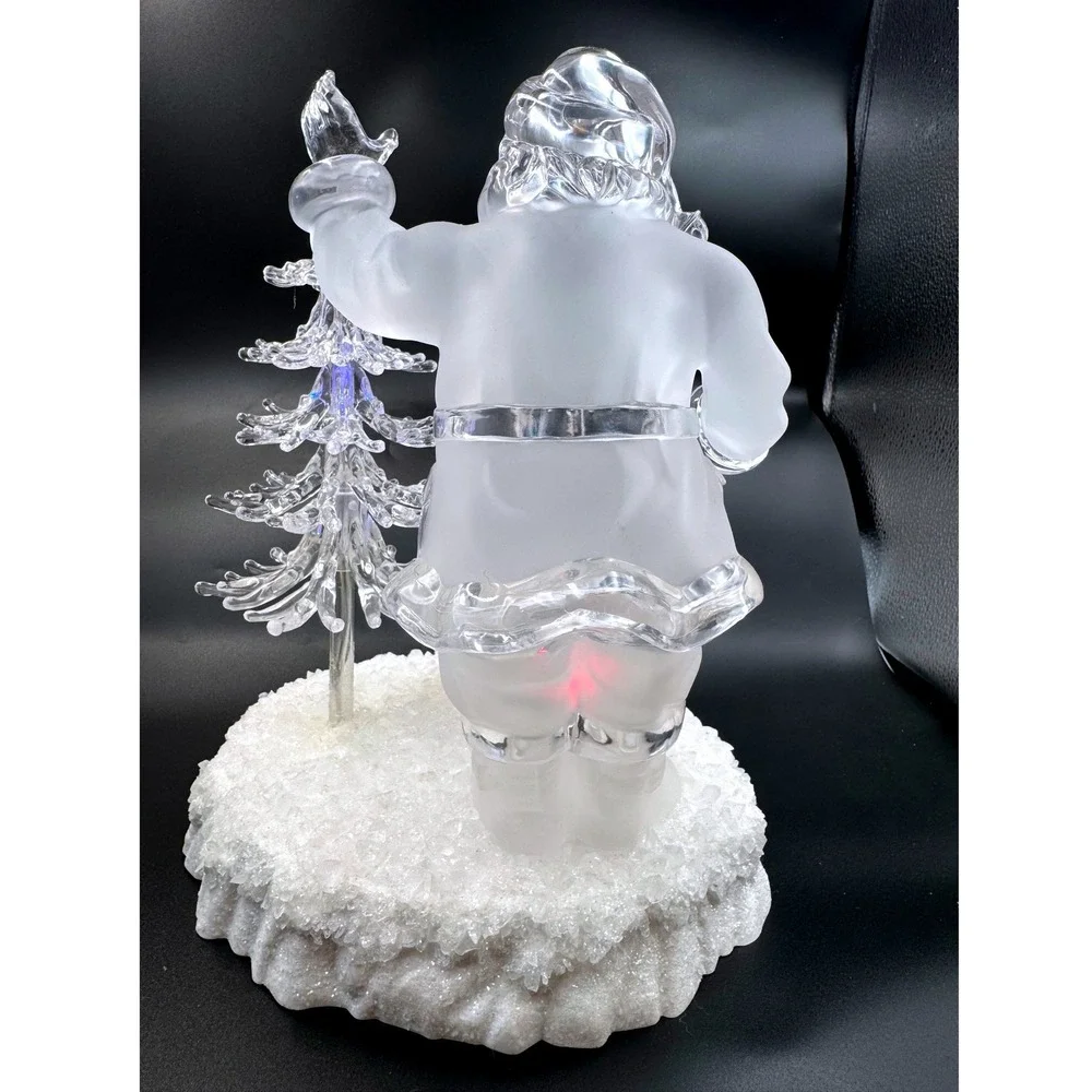Heritage Mint Frosted Acrylic Santa Claus Color Changing LED Light Up Figurines